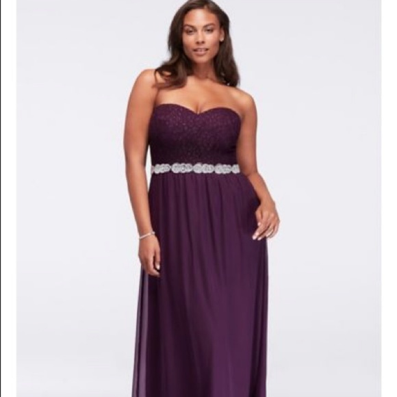 Davids Bridal Purple Bridesmaid Prom Chiffon Dress - Picture 3 of 8